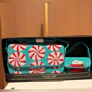 Rachel Zoe Peppermint Beaded Clutch and Wristlet Set